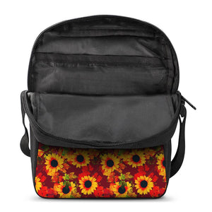 Red Autumn Sunflower Pattern Print Rectangular Crossbody Bag