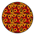 Red Autumn Sunflower Pattern Print Round Floor Mat