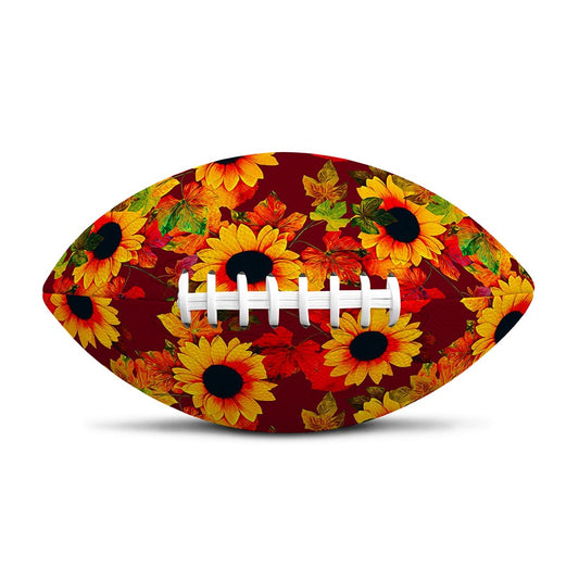Red Autumn Sunflower Pattern Print Rugby Ball