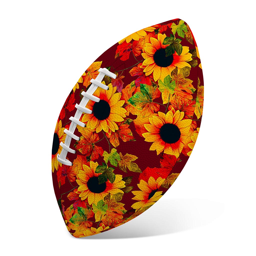 Red Autumn Sunflower Pattern Print Rugby Ball