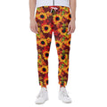 Red Autumn Sunflower Pattern Print Joggers
