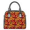 Red Autumn Sunflower Pattern Print Shoulder Handbag