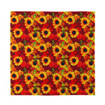 Red Autumn Sunflower Pattern Print Silk Bandana
