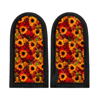 Red Autumn Sunflower Pattern Print Skillet Handle Cover