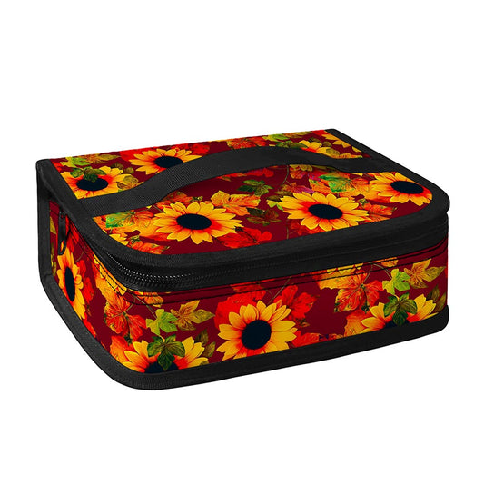 Red Autumn Sunflower Pattern Print Small Lunch Bag