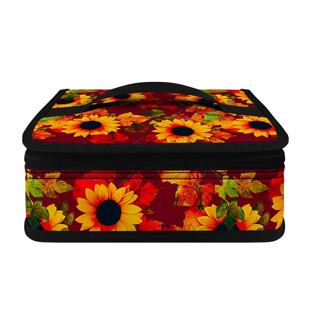 Red Autumn Sunflower Pattern Print Small Lunch Bag