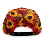 Red Autumn Sunflower Pattern Print Snapback Cap