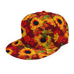 Red Autumn Sunflower Pattern Print Snapback Cap