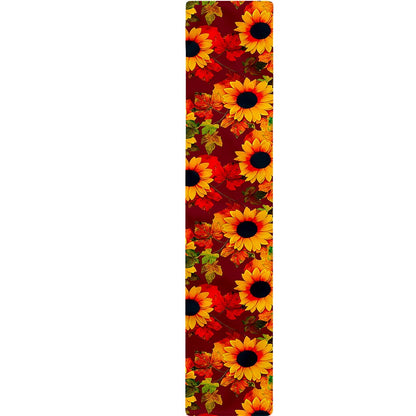 Red Autumn Sunflower Pattern Print Table Runner