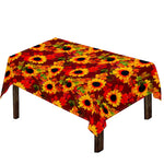 Red Autumn Sunflower Pattern Print Tablecloth