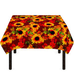 Red Autumn Sunflower Pattern Print Tablecloth