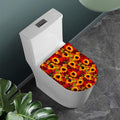 Red Autumn Sunflower Pattern Print Toilet Lid Cover