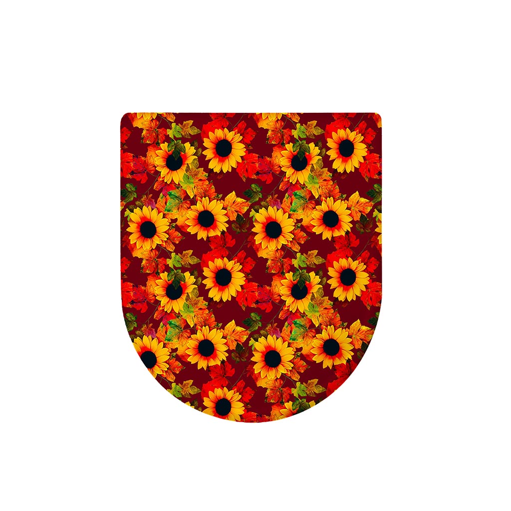 Red Autumn Sunflower Pattern Print Toilet Lid Cover