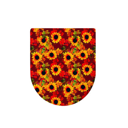 Red Autumn Sunflower Pattern Print Toilet Lid Cover