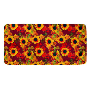 Red Autumn Sunflower Pattern Print Towel