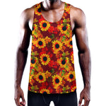 Red Autumn Sunflower Pattern Print Training Tank Top