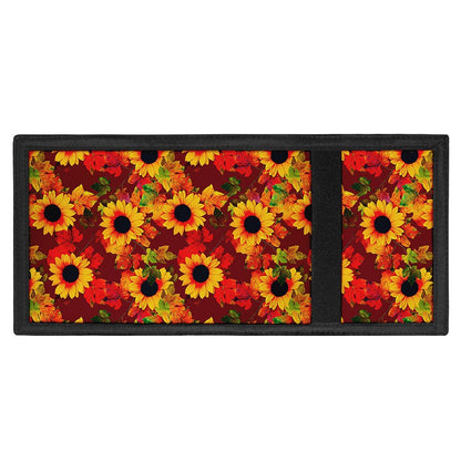 Red Autumn Sunflower Pattern Print Trifold Wallet