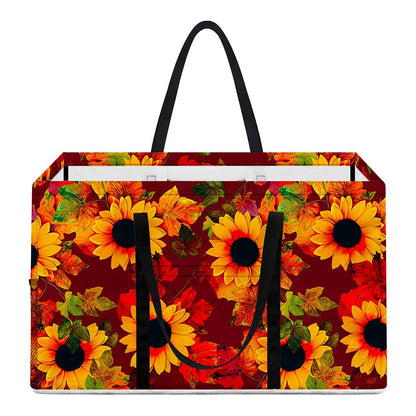 Red Autumn Sunflower Pattern Print Utility Tote Bag