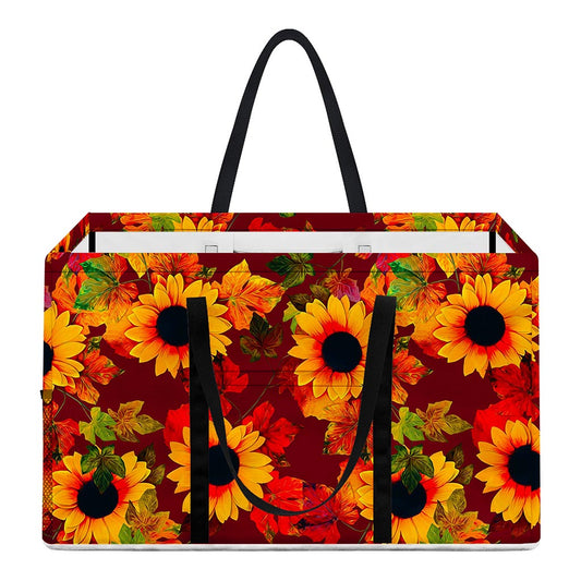 Red Autumn Sunflower Pattern Print Utility Tote Bag