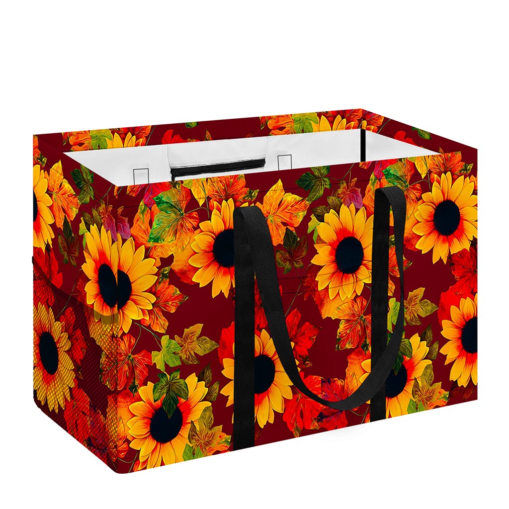 Red Autumn Sunflower Pattern Print Utility Tote Bag