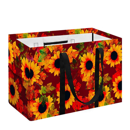 Red Autumn Sunflower Pattern Print Utility Tote Bag