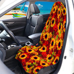 Red Autumn Sunflower Pattern Print Waterproof Car Seat Cover