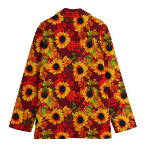 Red Autumn Sunflower Pattern Print Women's Blazer