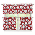 Red Baseball Pattern Print 3 Piece Kitchen Curtains