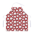Red Baseball Pattern Print Adjustable Apron