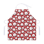 Red Baseball Pattern Print Adjustable Apron