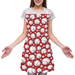 Red Baseball Pattern Print Adjustable Apron