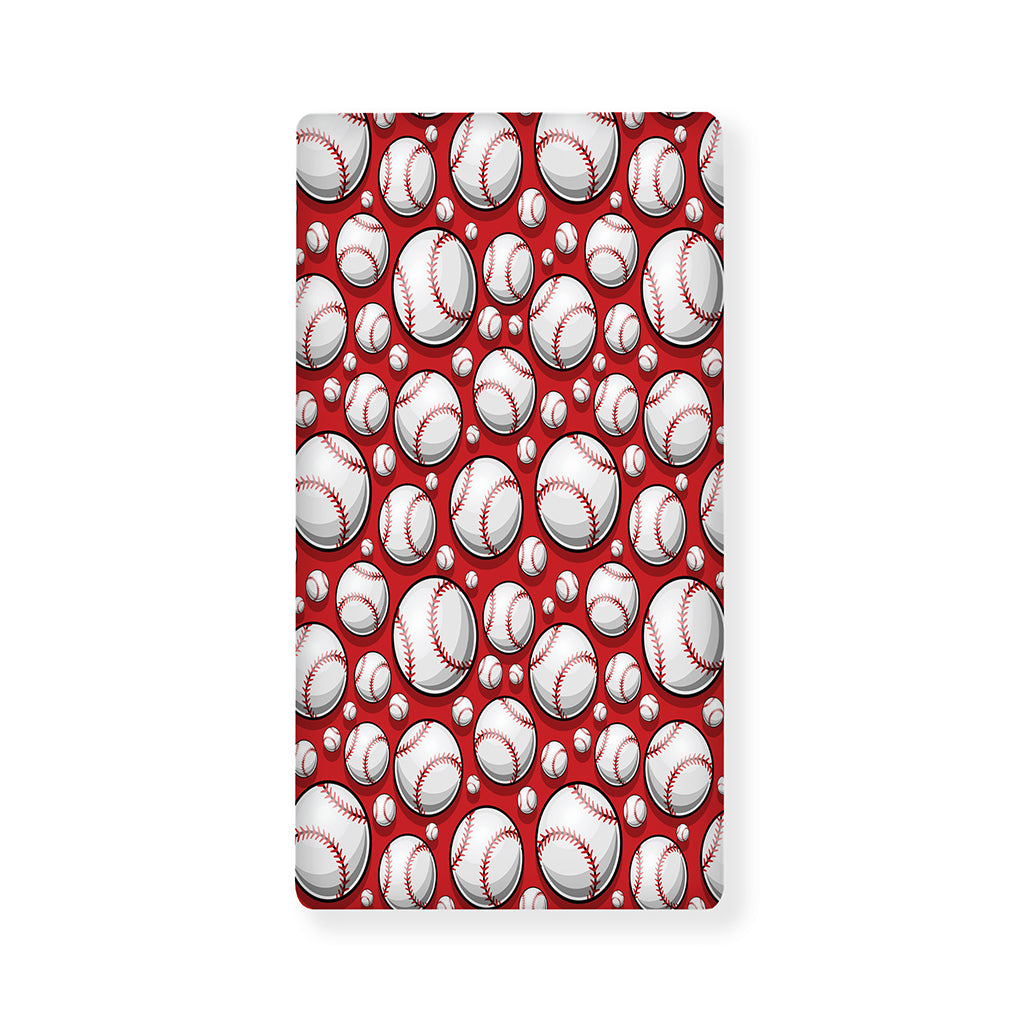 Red Baseball Pattern Print Baby Crib Sheet