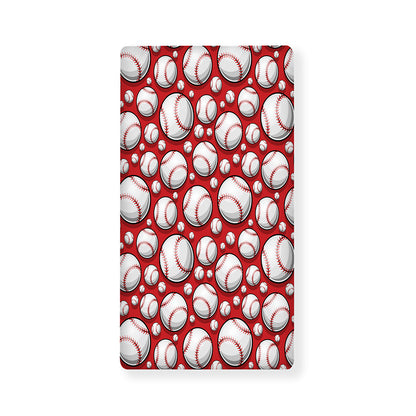 Red Baseball Pattern Print Baby Crib Sheet