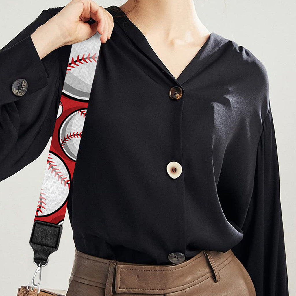 Red Baseball Pattern Print Bag Strap