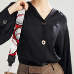 Red Baseball Pattern Print Bag Strap