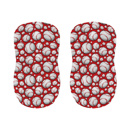 Red Baseball Pattern Print Bar Stool Covers
