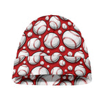 Red Baseball Pattern Print Beanie