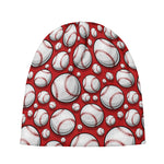 Red Baseball Pattern Print Beanie