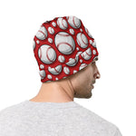 Red Baseball Pattern Print Beanie