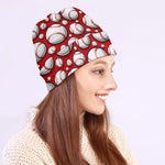 Red Baseball Pattern Print Beanie