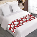 Red Baseball Pattern Print Bed Runner