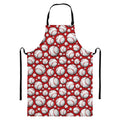 Red Baseball Pattern Print Bib Apron With Pocket