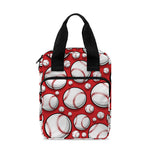 Red Baseball Pattern Print Bible Tote Bag