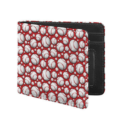 Red Baseball Pattern Print Bifold Wallet