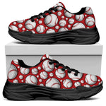 Red Baseball Pattern Print Black Chunky Shoes