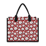 Red Baseball Pattern Print Canvas Tote Bag