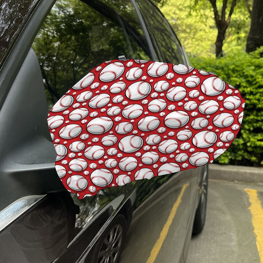 Red Baseball Pattern Print Car Side Mirror Covers