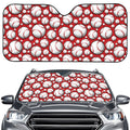 Red Baseball Pattern Print Car Windshield Sun Shade