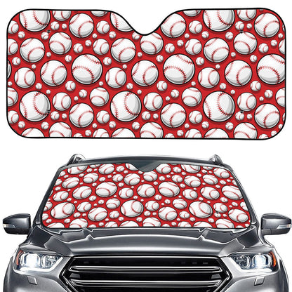 Red Baseball Pattern Print Car Windshield Sun Shade