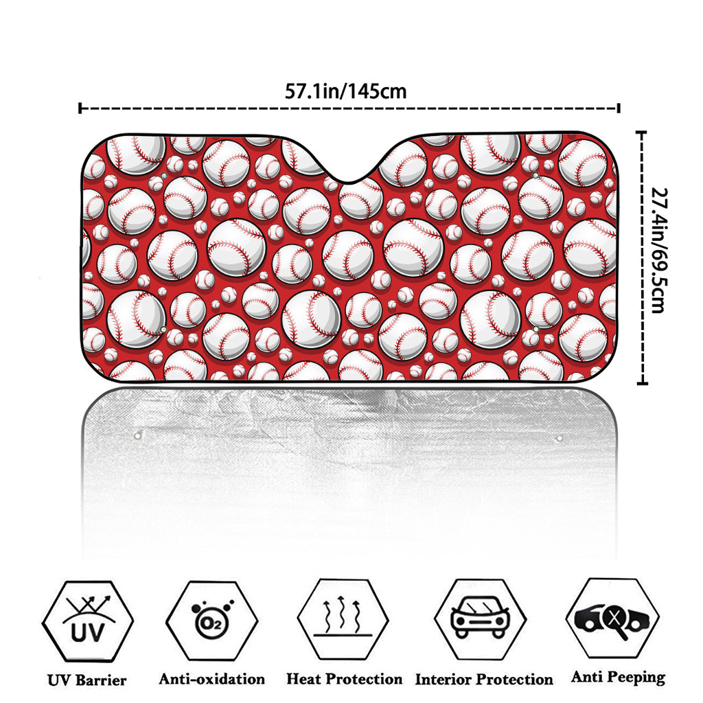 Red Baseball Pattern Print Car Windshield Sun Shade